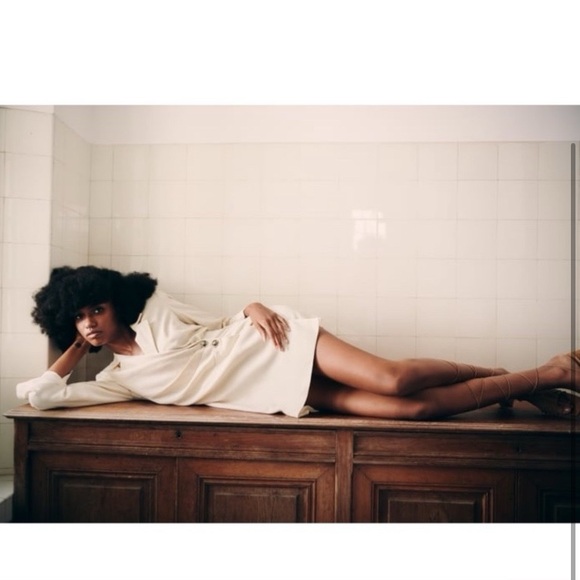 🐚 ZARA CREAM LINEN BLEND BLAZER DRESS! - Picture 7 of 16